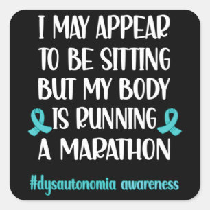 Dysautonomia POTS Turquoise Ribbon Autonomic Dysfu Vierkante Sticker