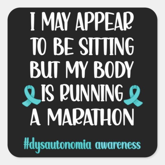 Dysautonomia POTS Turquoise Ribbon Autonomic Dysfu Vierkante Sticker (Voorkant)