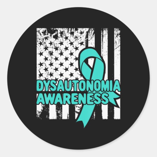 Dysautonomia T Shirt - Autonome dyfunctie - Voorzi Ronde Sticker (Voorkant)