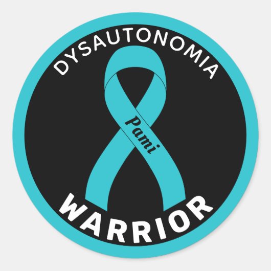 Dysautonomia Warrior Ribbon Black Round Sticker (Voorkant)