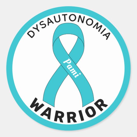Dysautonomia Warrior Ribbon White Round Sticker (Voorkant)