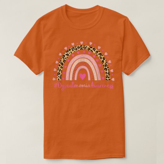 Dysautonomie Bewustmaking Roze Heart Leopard Regen T-shirt (Design voorkant)