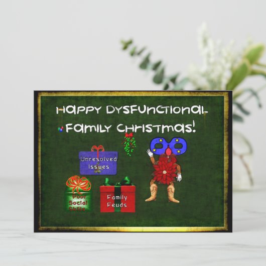 Dysfunctionele kerstdagen kaart (Staand voorkant)
