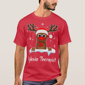 Dysleia Therapist Squad Reindeer Santa Hat Christm T-shirt