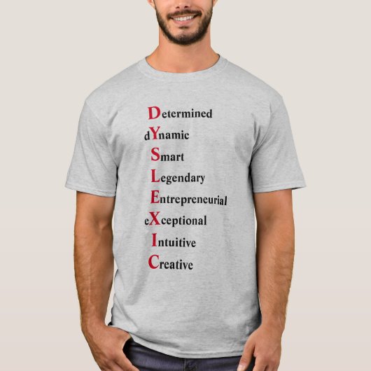 Dyslexe Acrostisch gedicht- RED T-shirt (Voorkant)