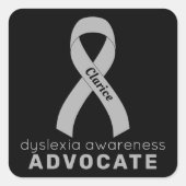 Dyslexia Advocate Black Square Sticker (Voorkant)