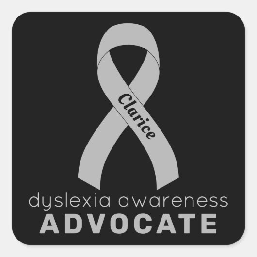 Dyslexia Advocate Black Square Sticker (Voorkant)