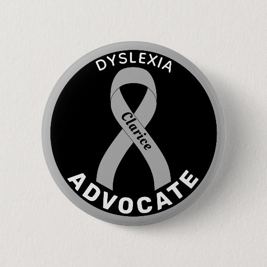 Dyslexia Advocate Ribbon Black Button (Voorkant)
