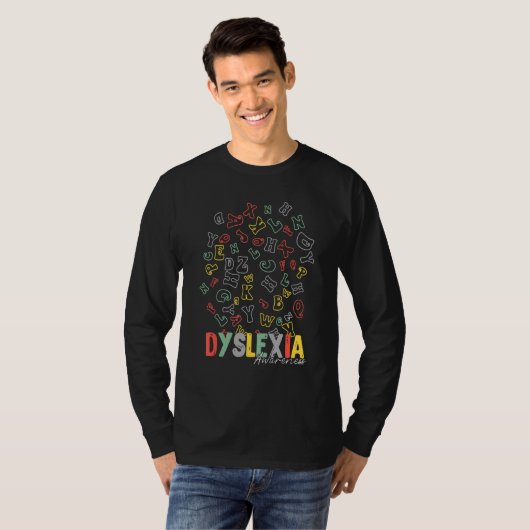 Dyslexia Awareness Alphabet Rainbow Silver Ribbon  T-shirt (Voorkant volledig)