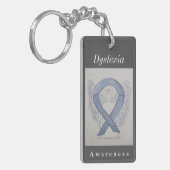 Dyslexia Awareness Silver Ribbon Angel Sleutelhang Sleutelhanger (Voorkant Links)