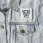Dyslexia Silver Awareness Ribbon Angel Custom Pin Vierkante Button 5,1 Cm (In situ)