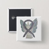 Dyslexia Silver Awareness Ribbon Angel Custom Pin Vierkante Button 5,1 Cm (Voorkant /achterkant)