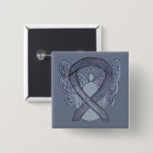 Dyslexia Silver Awareness Ribbon Angel Custom Pins Vierkante Button 5,1 Cm (Voorkant /achterkant)