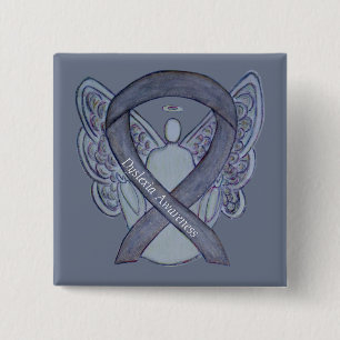 Dyslexia Silver Awareness Ribbon Angel Custom Pins Vierkante Button 5,1 Cm