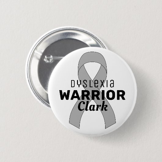 Dyslexia Warrior Ribbon White Button (Voorkant /achterkant)