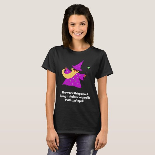Dyslexic wizard t-shirt (Voorkant volledig)