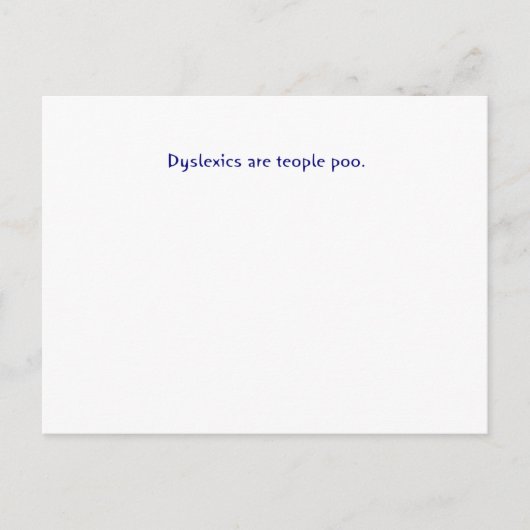 Dyslexica zijn peulstuk briefkaart (Voorkant)