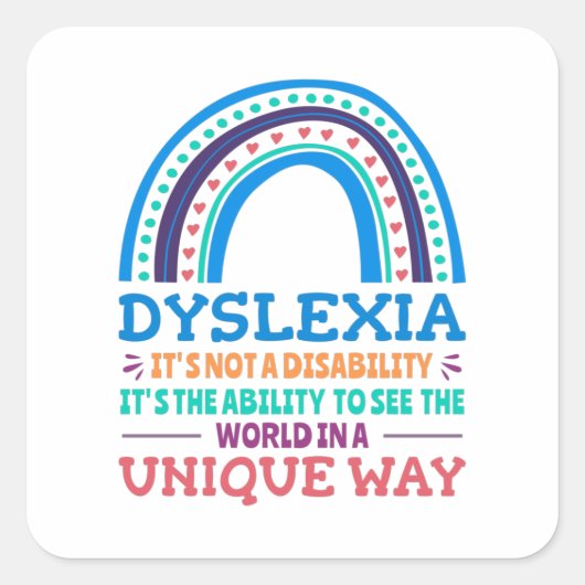 Dyslexie Bewustheid Dyslexie Vierkante Sticker (Voorkant)