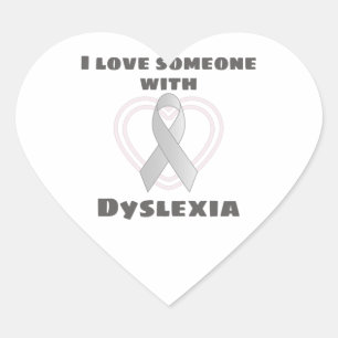 Dyslexie Bewustheid Ik hou van iemand met dyslexie Hart Sticker
