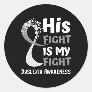 Dyslexie Bewustzijn Grijs Lint Hope Family Fighter Ronde Sticker