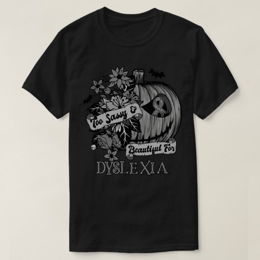 Dyslexie Bewustzijn retro halloween enge pompoen h T-shirt (Design voorkant)