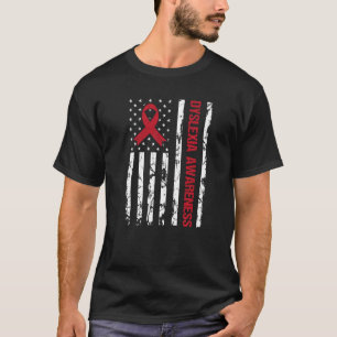 Dyslexie bewustzijn vlag Amerika in distress T-shirt