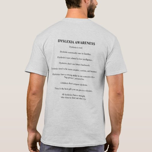 Dyslexie en rode - Dyslexie Bewustheid T-shirt (Achterkant)