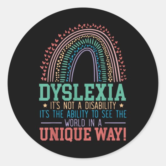 Dyslexie is geen handicap Dyslexie Ronde Sticker (Voorkant)
