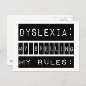 Dyslexie: Mijn spelregels!  Dyslectisch Briefkaart (Voorkant / Achterkant)