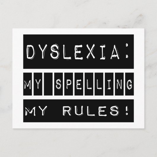 Dyslexie: Mijn spelregels!  Dyslectisch Briefkaart (Voorkant)