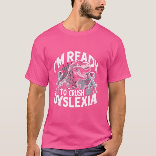 Dyslexie Warrior T-Rex Dyslexie Bewustzijnstherapi T-shirt (Voorkant)