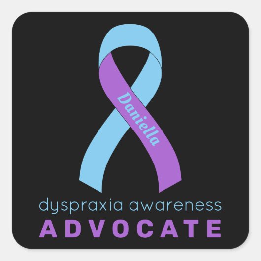 Dyspraxia Advocate Black Square Sticker (Voorkant)