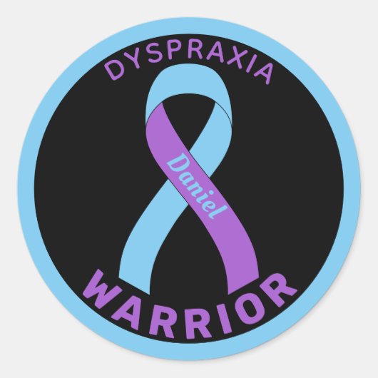 Dyspraxia Warrior Ribbon Black Round Sticker (Voorkant)