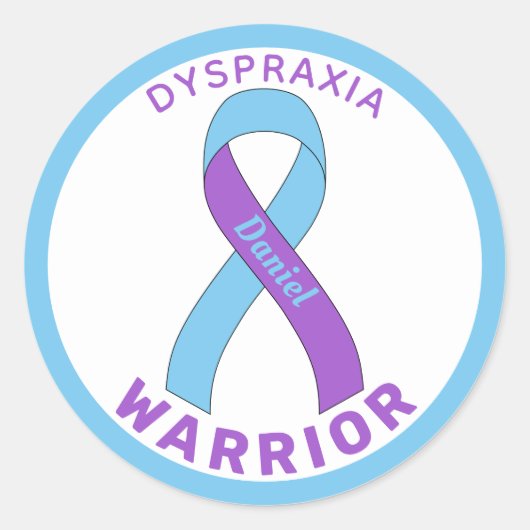 Dyspraxie Warrior Ribbon White Round Sticker (Voorkant)