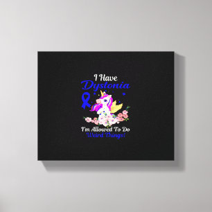 Dystonia bewustzijn Funny eenhoorn vriend familie  Canvas Afdruk