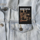 Dystopia - Techno-Dystopian Streetwear Design Button (Insitu)