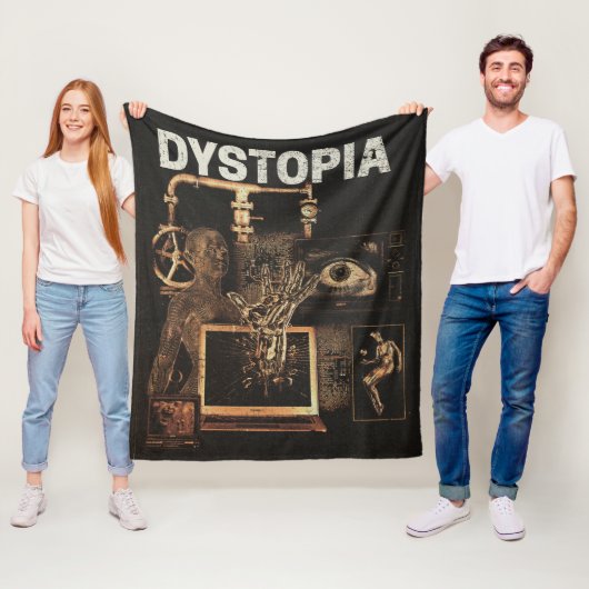 Dystopia - Techno-Dystopian Streetwear Design Fleece Deken (In situ)