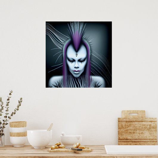 Dystopian Alien Menselijke Hybride Etherale Ai Art Poster (Keuken)