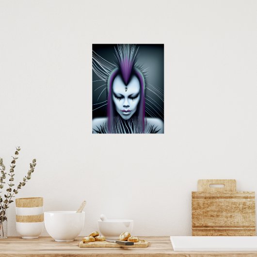 Dystopian Alien Menselijke Hybride Etherale Ai Art Poster (Keuken)
