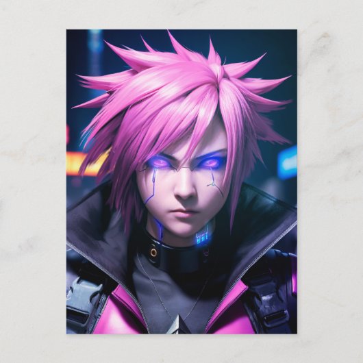 Dystopian Cyberpunk Sci-Fi Future Street Punk 01 Briefkaart (Voorkant)