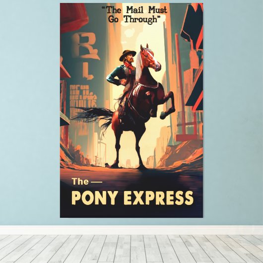 Dystopian Pony Express Rider 2057? Canvas Afdruk (Insitu (Houten vloer))