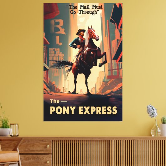 Dystopian Pony Express Rider 2057? Canvas Afdruk (Insitu (Woonkamer))