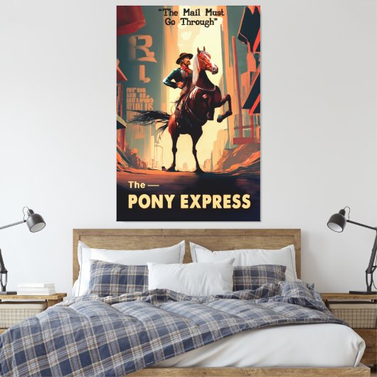 Dystopian Pony Express Rider 2057? Canvas Afdruk (Insitu (Slaapkamer))
