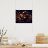 Dystopian Robot met Oranje Flower Poster (Keuken)