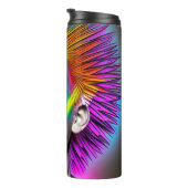 Dystopian Vrouw in Rainbow Mohawk Abstract Modern Thermosbeker (Geroteerd rechts)