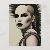 Dystopian Vrouw Punk Rocker Mohawk en Piercings Briefkaart (Voorkant)