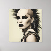 Dystopian Vrouw Punk Rocker Mohawk en Piercings Canvas Afdruk (Voorkant)