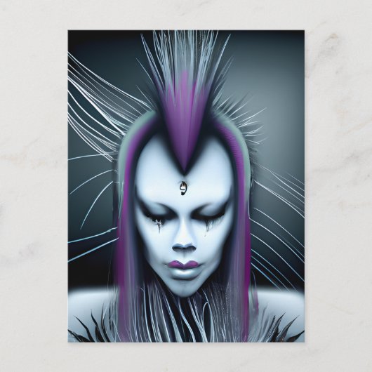 Dystopische Alien Menselijke Hybride Etherische Ai Briefkaart (Voorkant)