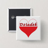 Dziadek Poland Heart Vierkante Button 5,1 Cm (Voorkant /achterkant)