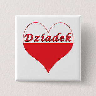 Dziadek Poland Heart Vierkante Button 5,1 Cm